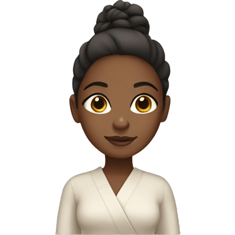 A brownskin black girl in spa clothing  emoji