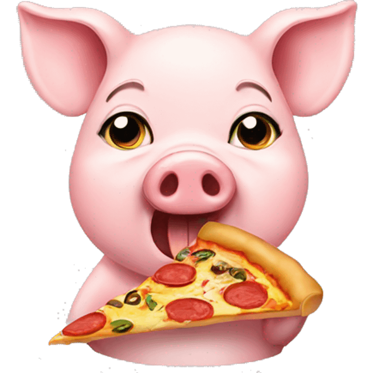 Pig eating pizza emoji