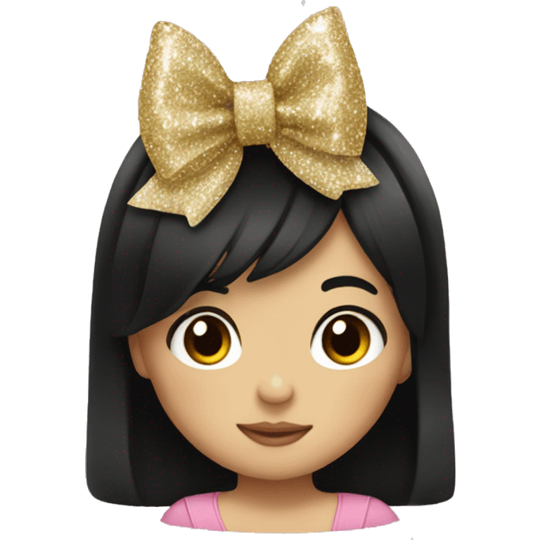 little girl with black hair and a glitter bow emoji