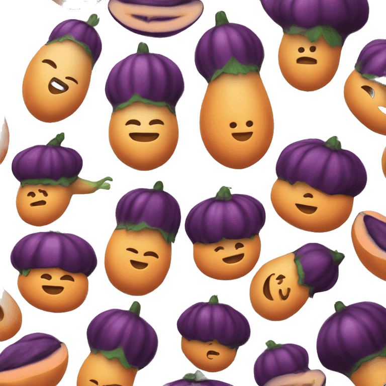 Eggplant and peach on stirfry emoji