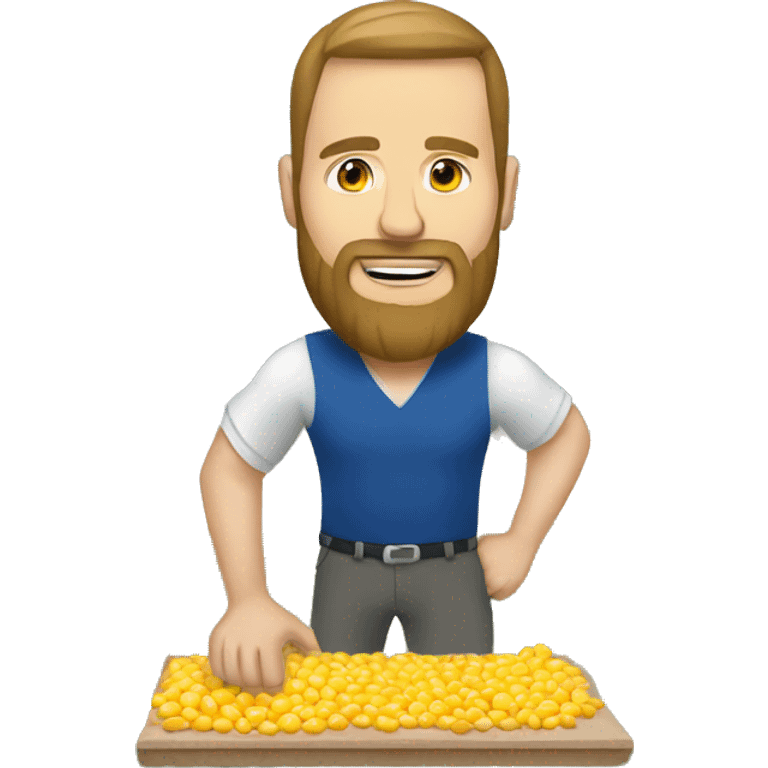 White man with beard playing corn hole emoji