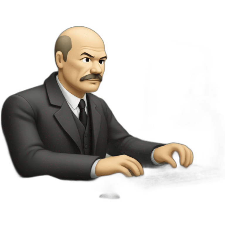 Lenin working with computer emoji