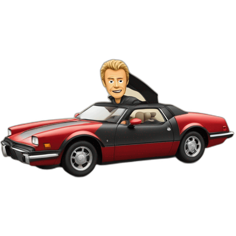 Johnny Hallyday sur le toit d'une voiture emoji