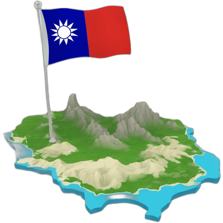 Taiwan map and flag in 3 dimensions emoji