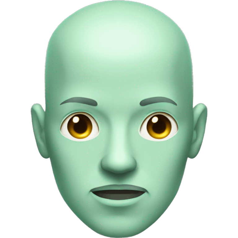 Pastel green bald male cyborg head with goatee emoji