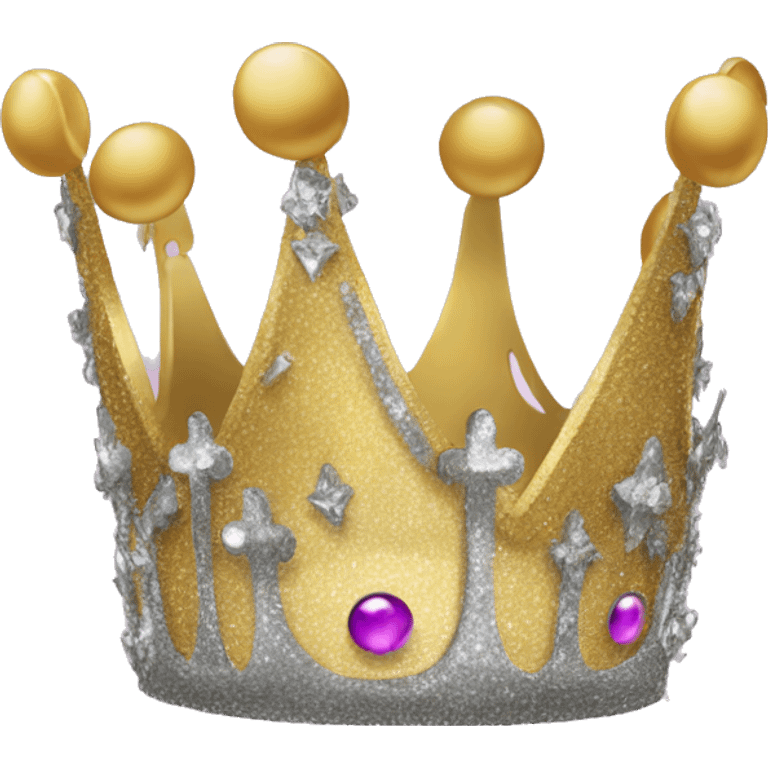 glittery crown with sad face and sad eyes  on the crown a crown emoji tears emoji