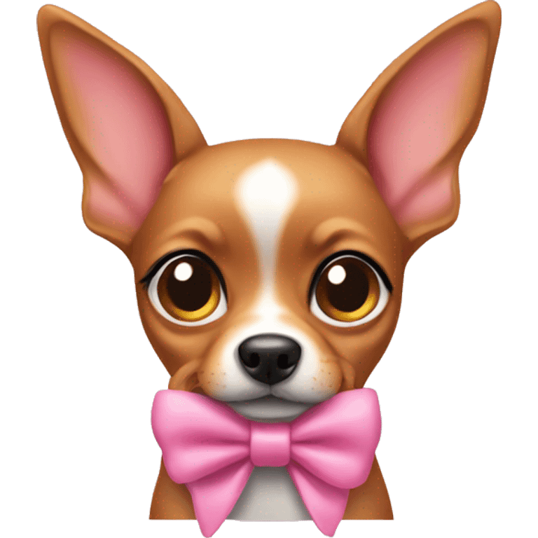 Mini pincher dog wearing pink bow emoji