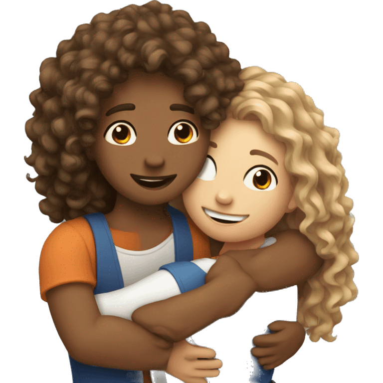 Hug two dutch bestfriends one with long curly hair emoji