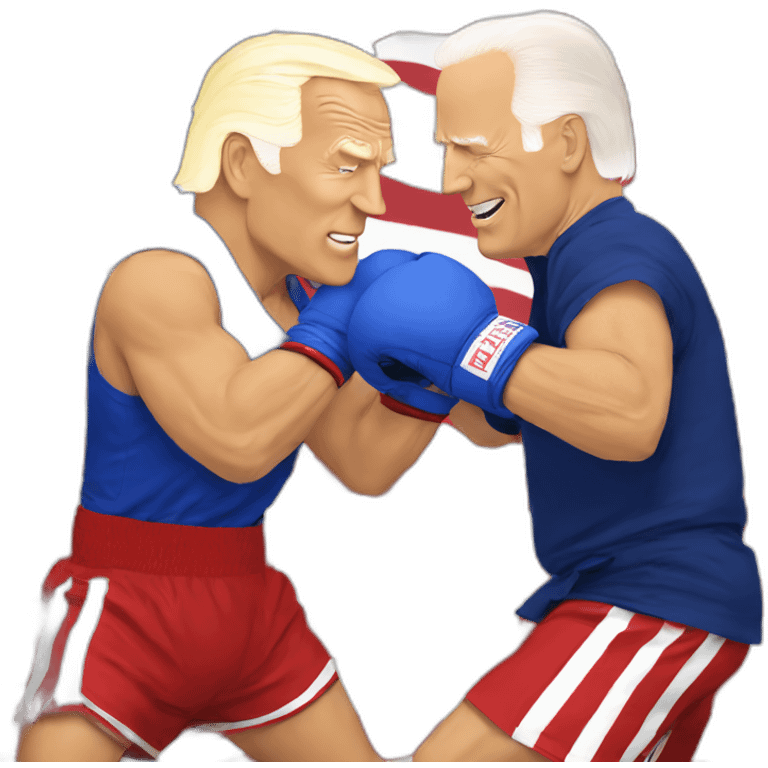 joe Biden boxing with trump emoji