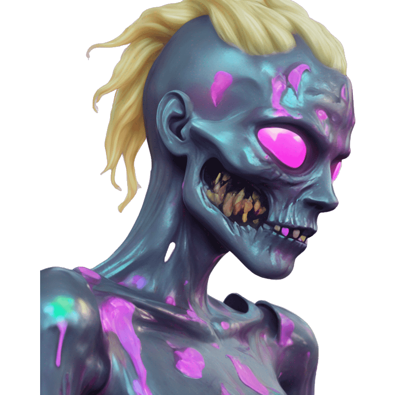 .Zombie_ Vaporwave black holographic oilslick zombie unicorn  emoji