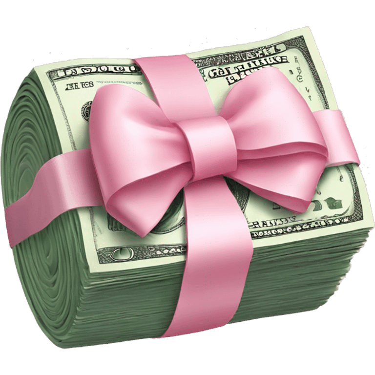 a roll of dollars, with a pastel pink bow on it emoji