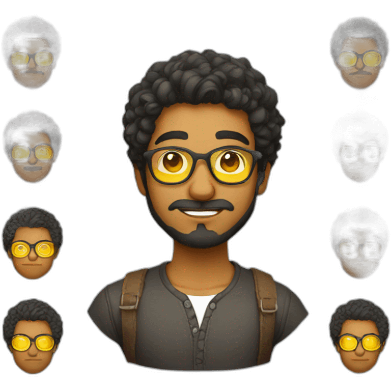 Young Indian Adult male with yellow glass spectacle, beard and curly hair emoji