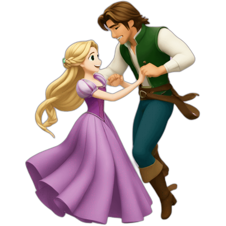 Rapunzel and Flynn Rider dancing anime style emoji