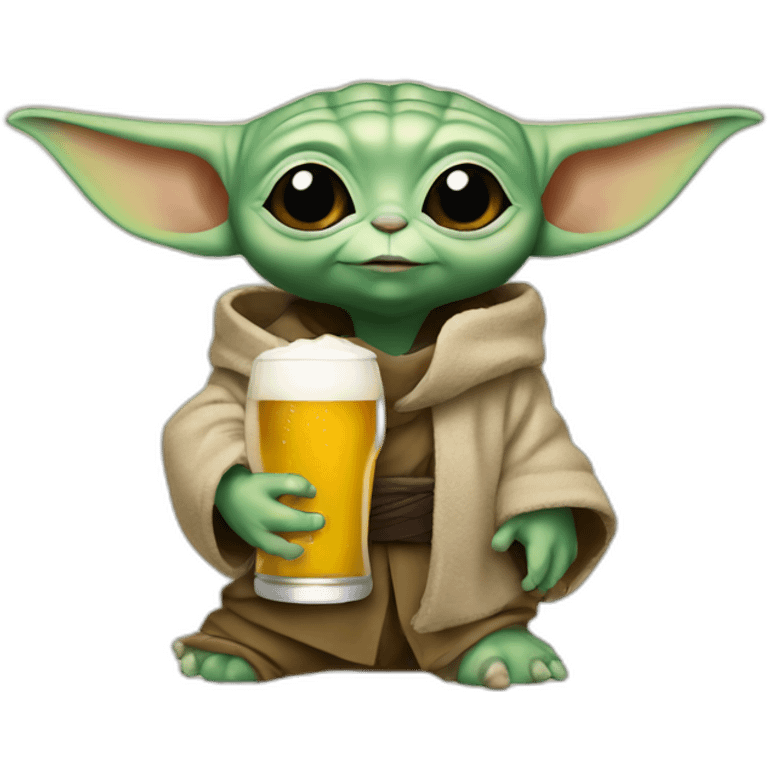 Baby yoda drink beer emoji