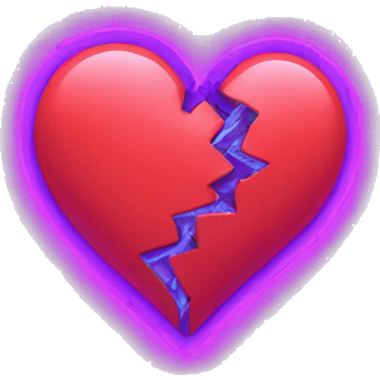 neon broken heart emoji