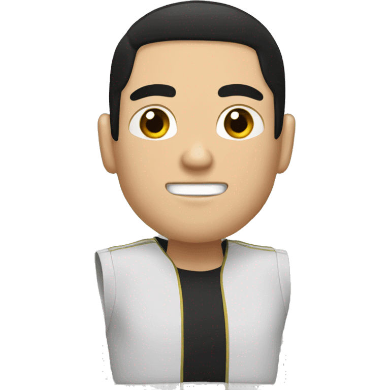 kickboxing white man with black hair emoji