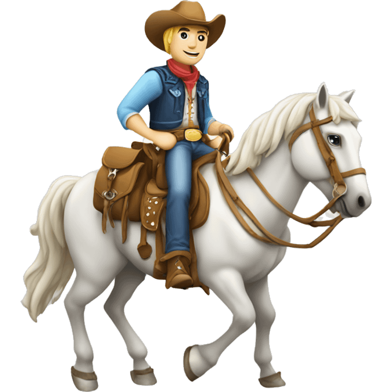 cowboy on white horse whith bags emoji