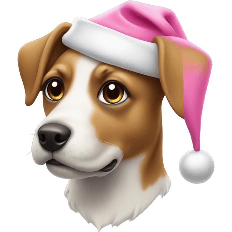 Dog with a pink Santa hat emoji