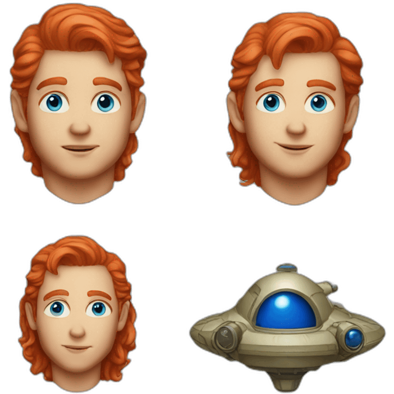 Handsome space navigator blue eyes neat red hair emoji