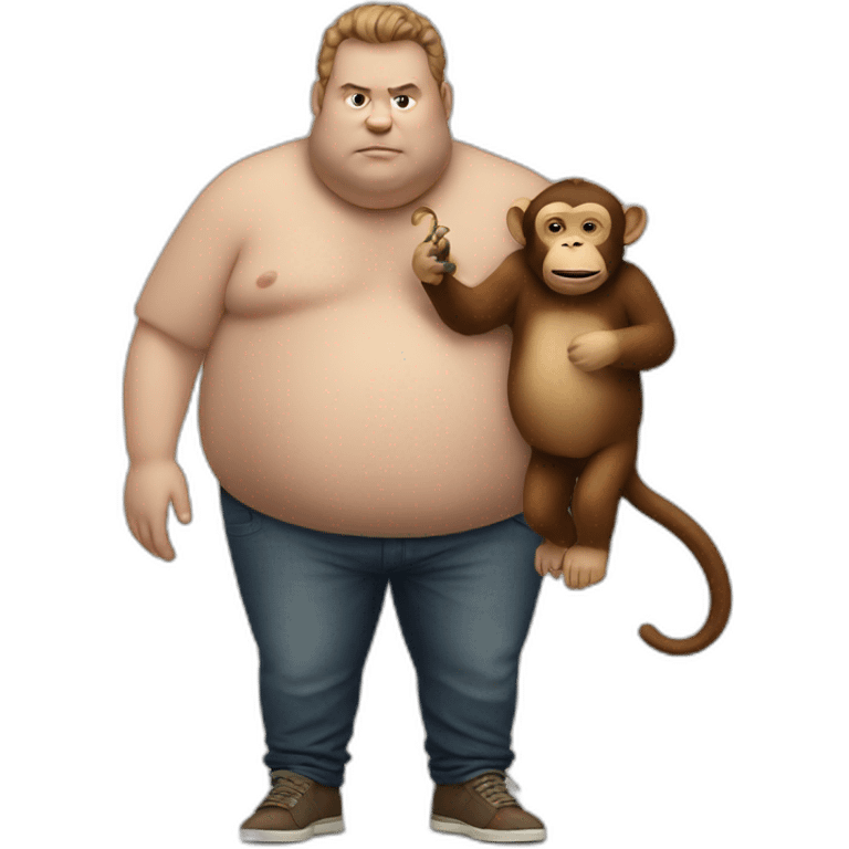 fat man with a monkey emoji