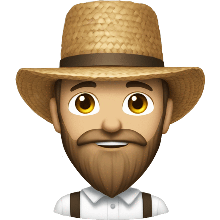 Amish brown straw hat and small beard without mustache white skin  emoji