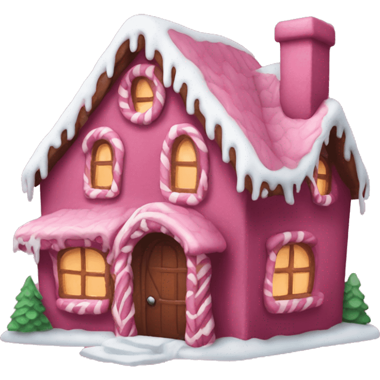 Cosy dark pink gingerbread house  emoji