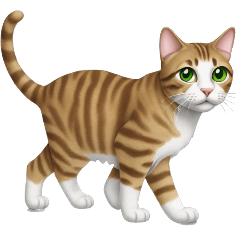 tabby cat with green eyes walking emoji