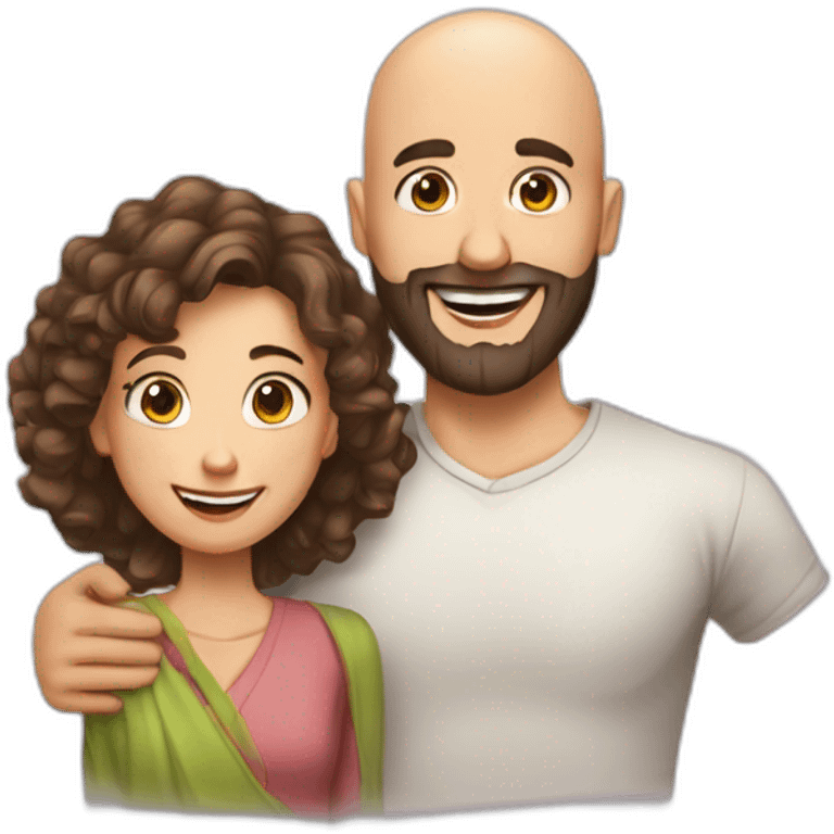 Happy-secret-couple-bald-guy-with-beard-with-boy-haircut-girl-hugging emoji