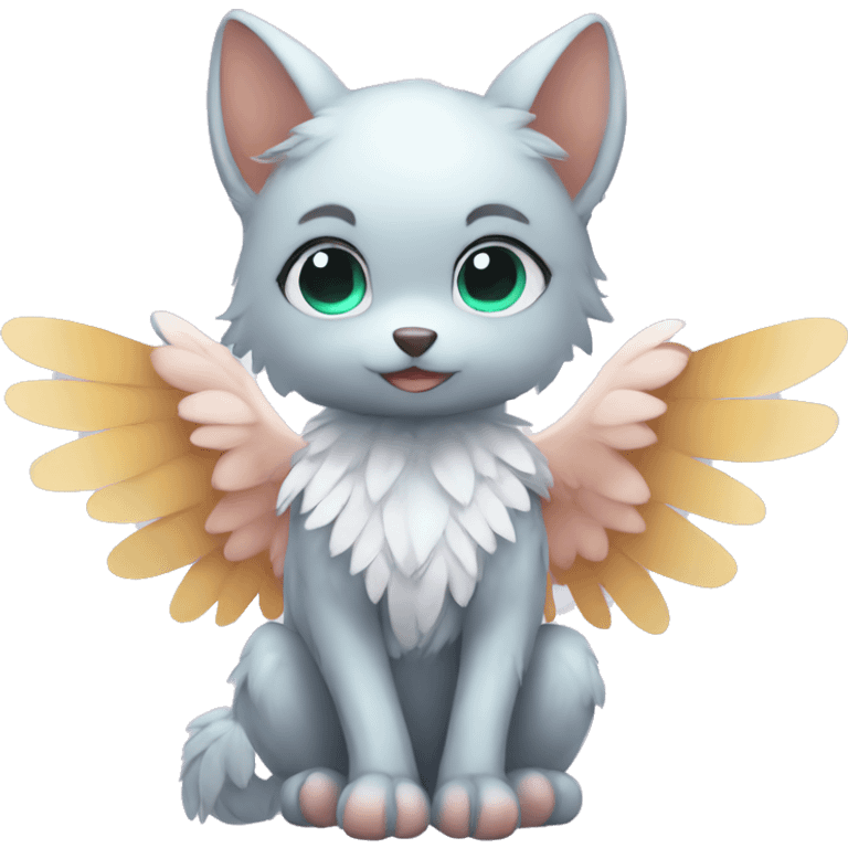 Anthro shy cute kawaii winged animal hybrid full body emoji