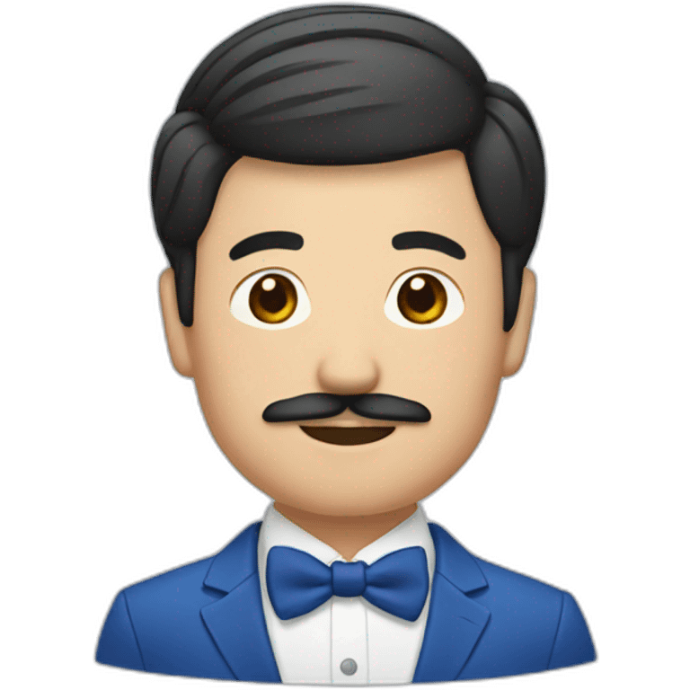 an asian groom with mustache with a blue suit emoji