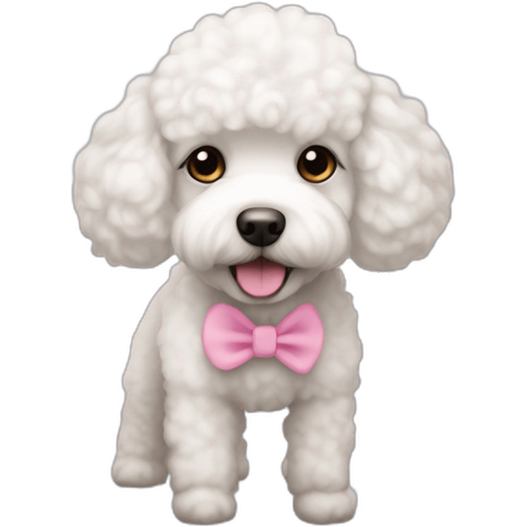 White poodle bichon with pink nose emoji