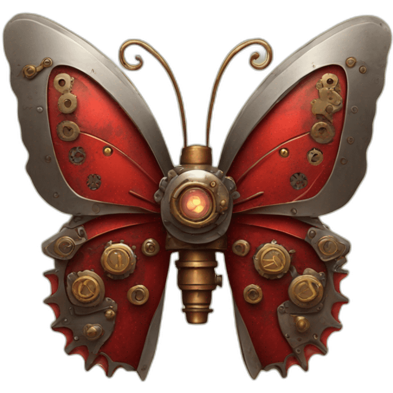 Red steampunk metal butterfly emoji