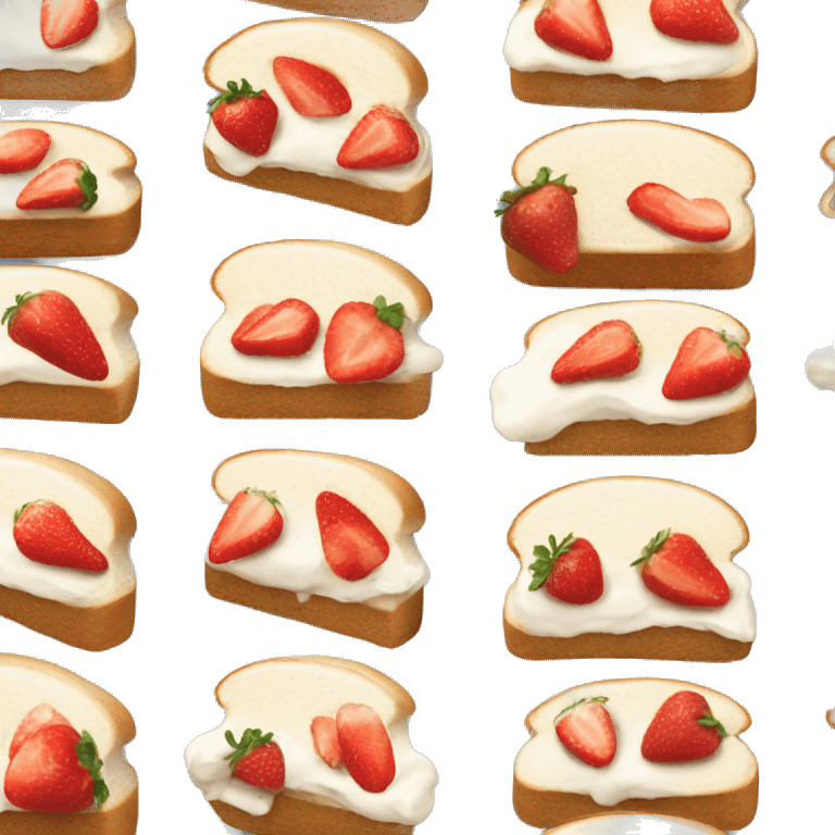 Slice bread with white cream and strawberry on top emoji