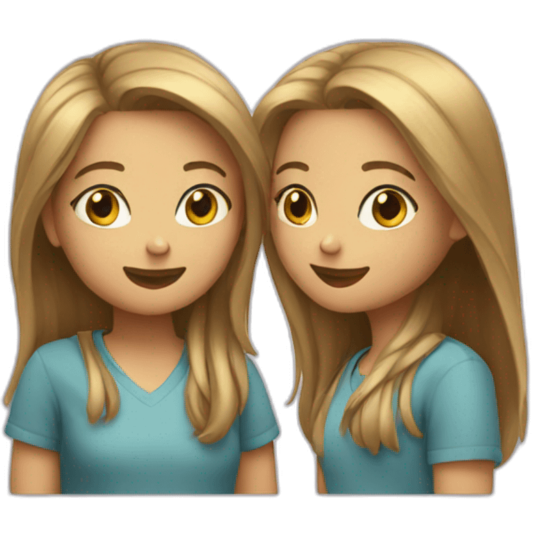 Two girls talking emoji