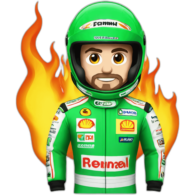 fernando alonso F1 in flames green racing suit emoji