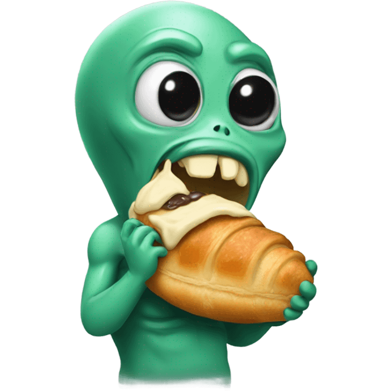 alien eating croissant emoji