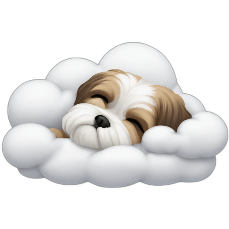 Shih tzu sleeping in cloud bed emoji