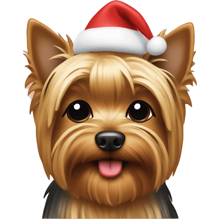 Yorkie eating a holiday cookie emoji