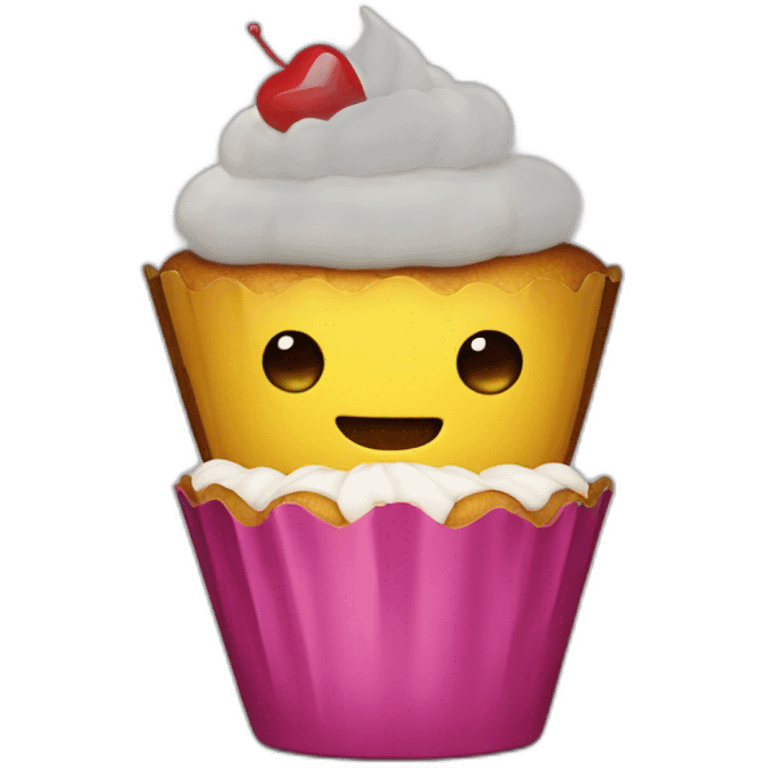 Happy cupcake with iron man  emoji