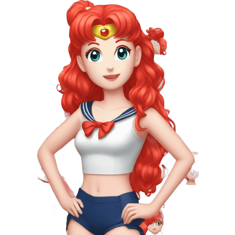 Sailor Moon with Firetruck-Red hair and blue eyes emoji