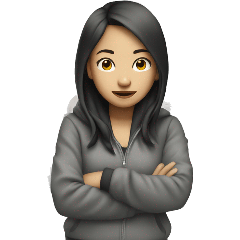 asian girl with listening hiphop emoji