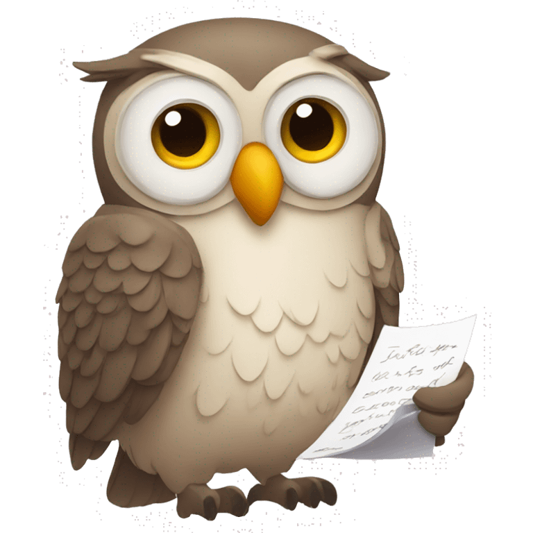 tired owl with a letter emoji