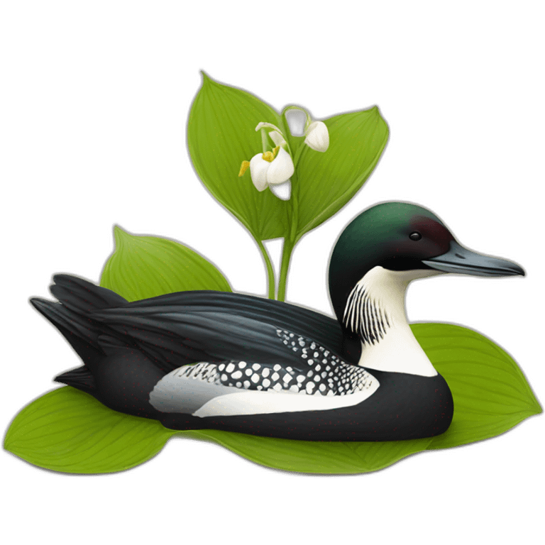 minnesota loon nestled in Cypripedium reginae emoji