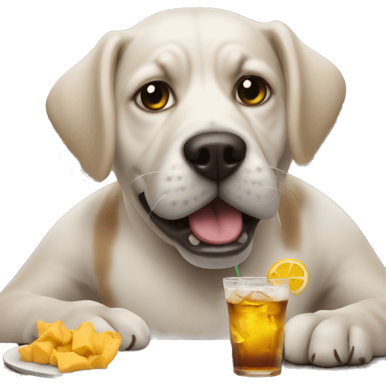 Funny meme dog with drink emoji