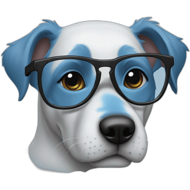 blue dog with glasses emoji