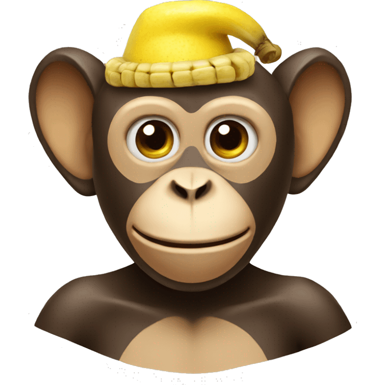 Monkey with banana hat emoji