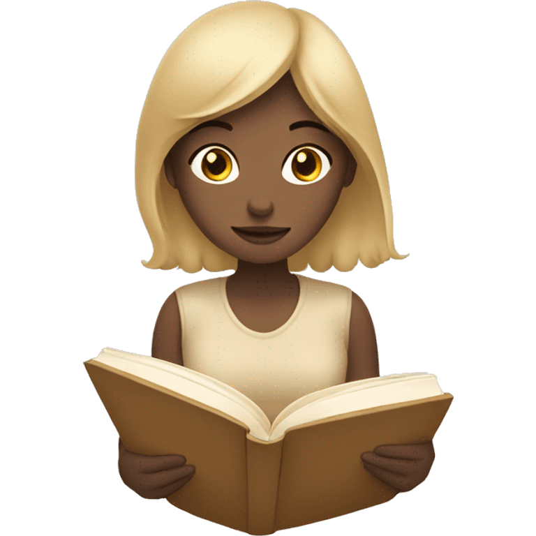 Girl reading a book. In beige tones  emoji