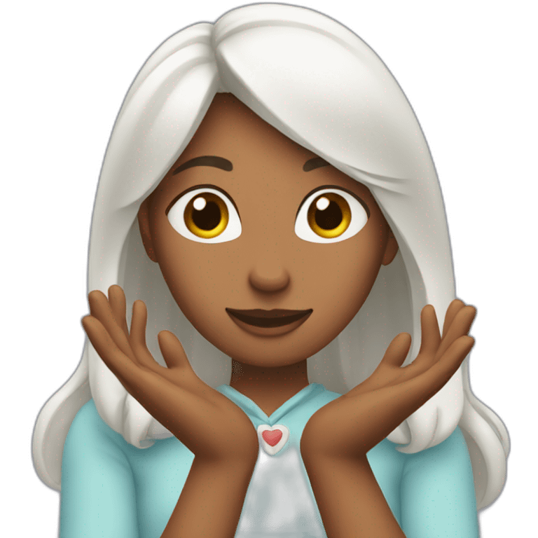 Woman making a heart with her hands emoji