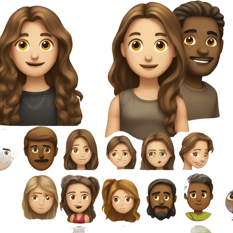 Guy with long brown hair and girl with long brown hair emoji