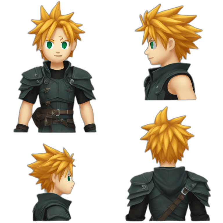 Ginger cloud strife with midgar clothes black emoji